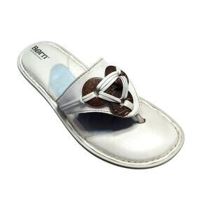 Born Jasper Women's White Leather Thong Slide Sandals